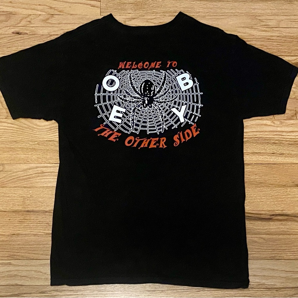 OBEY t-shirt. 2-sided graphics. Front shown first.